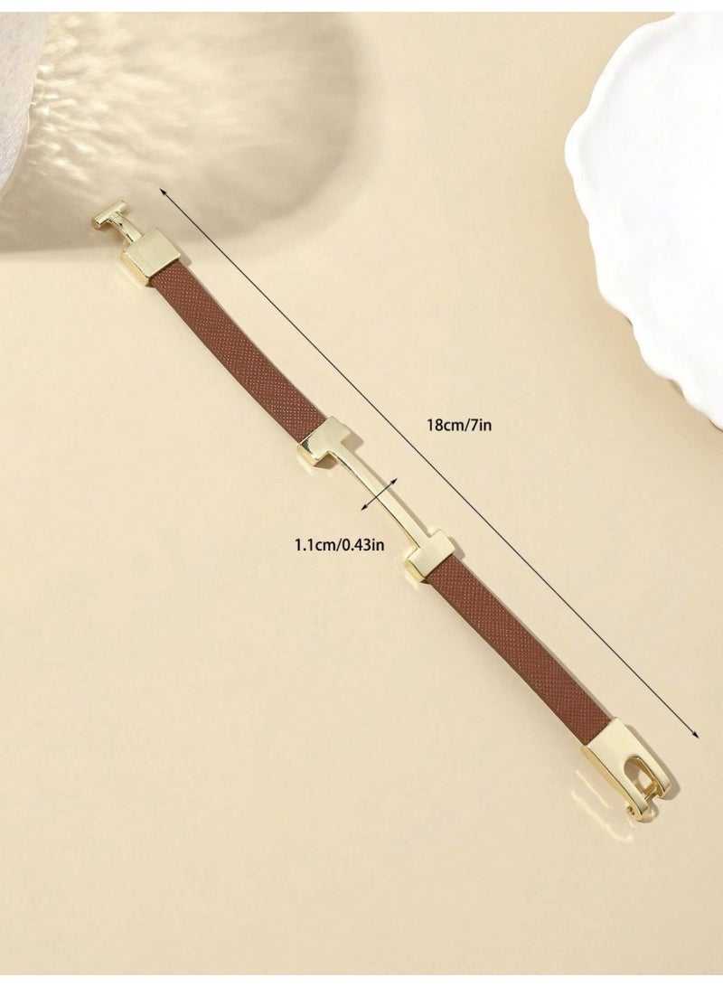 ڤيا سوار جلدي نسائي أنيق بحرف ذهبي – لمسة شخصية فاخرة - Image 2